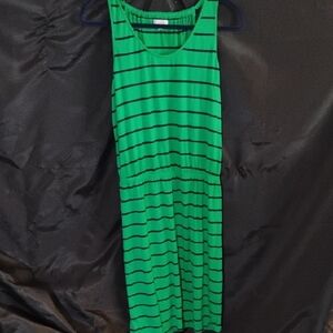 The Gap Green Striped Sleeveless Dress